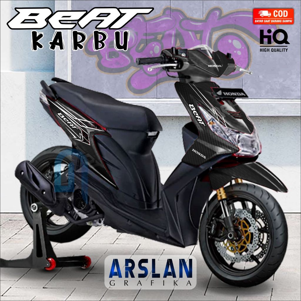 Decal Beat Karbu Full Body Stiker Beat Karbu Full Body Variasi / Desain Karbon