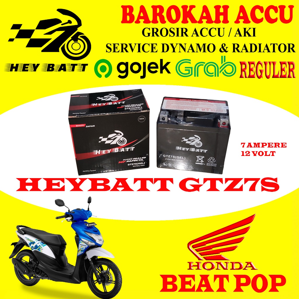 AKI MOTOR HONDA BEAT POP HEYBATT GTZ7S, 7 AH