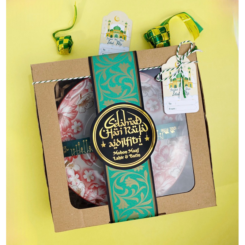 

Paket piring keramik hampers idul fitri elegan premium murah