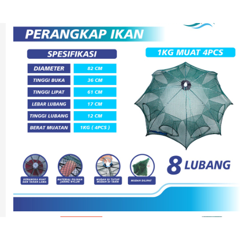 perangkap udang perangkap ikan perangkap kepiting bubu payung 8 lubang