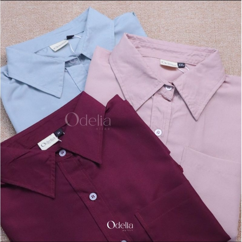 Baju Kemeja Semi Tunik Panjang Warna Biru Langit