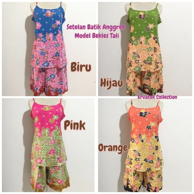 Setelan Batik Anggrek Collection A 1477 Model Pita Jepit / Baju Tidur Halus