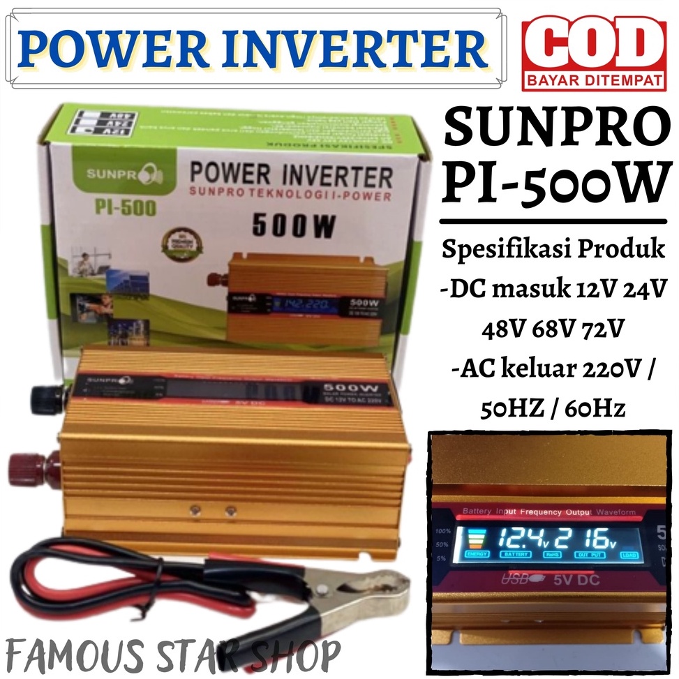 IMA Inverter Power DC To AC 5 Watt Sunpro Pl5 With USB 5V  Power Inverter 5 Watt Sunpro Pl5FMS