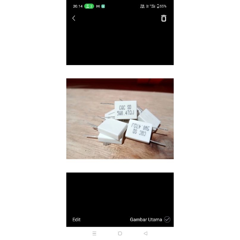 R Resistor kapur noble 0.47 ohm 5watt Resistor kapur noble 5W 0,47 ohm 0.47 ohm gepeng berdiri