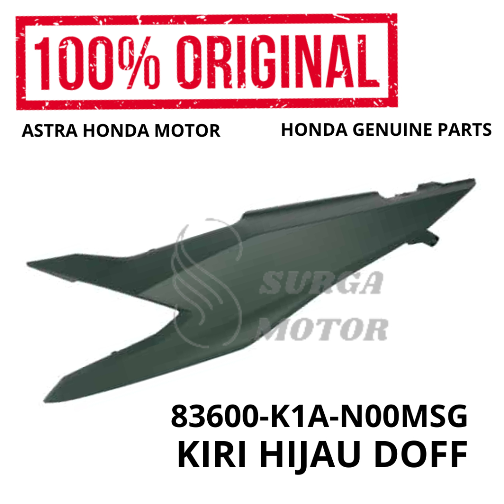 Cover Body Tebeng Tameng Belakang KIRI Hijau Doff BeAT Street Duluxe K1A Original Honda AHM 83600-K1