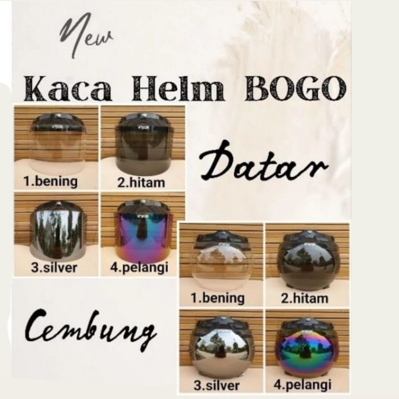 Kaca Helm Bogo Retro Datar Cembung Full Face