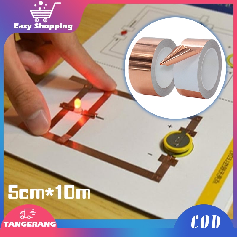 10m Copper Foil Tape 5cm Conductive Copper Tape Adhesive Tembaga Foil Tape Copper Foil Isolasi Tape