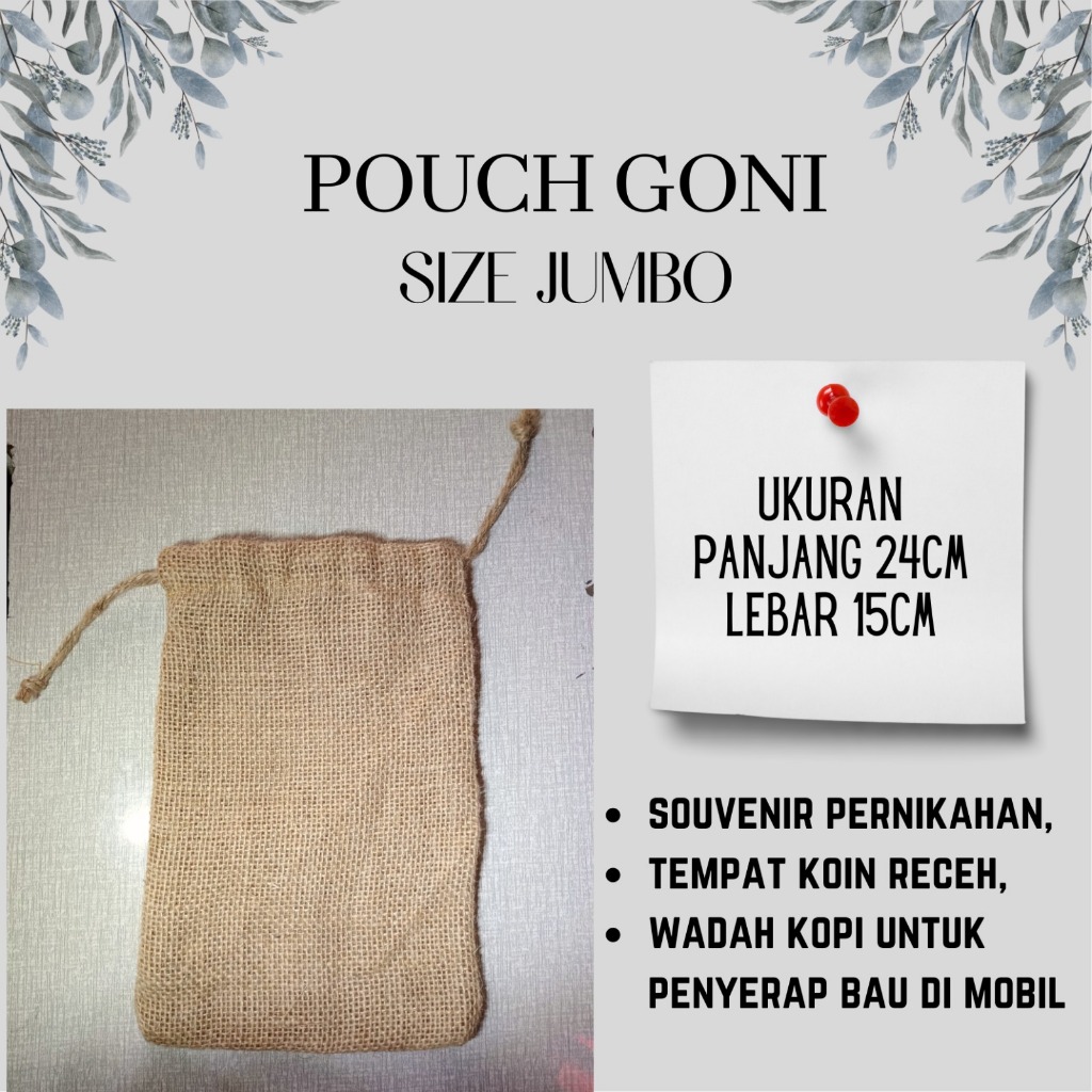 Pouch Goni Serut Jumbo - Pouch goni handmade dengan tali serut goni