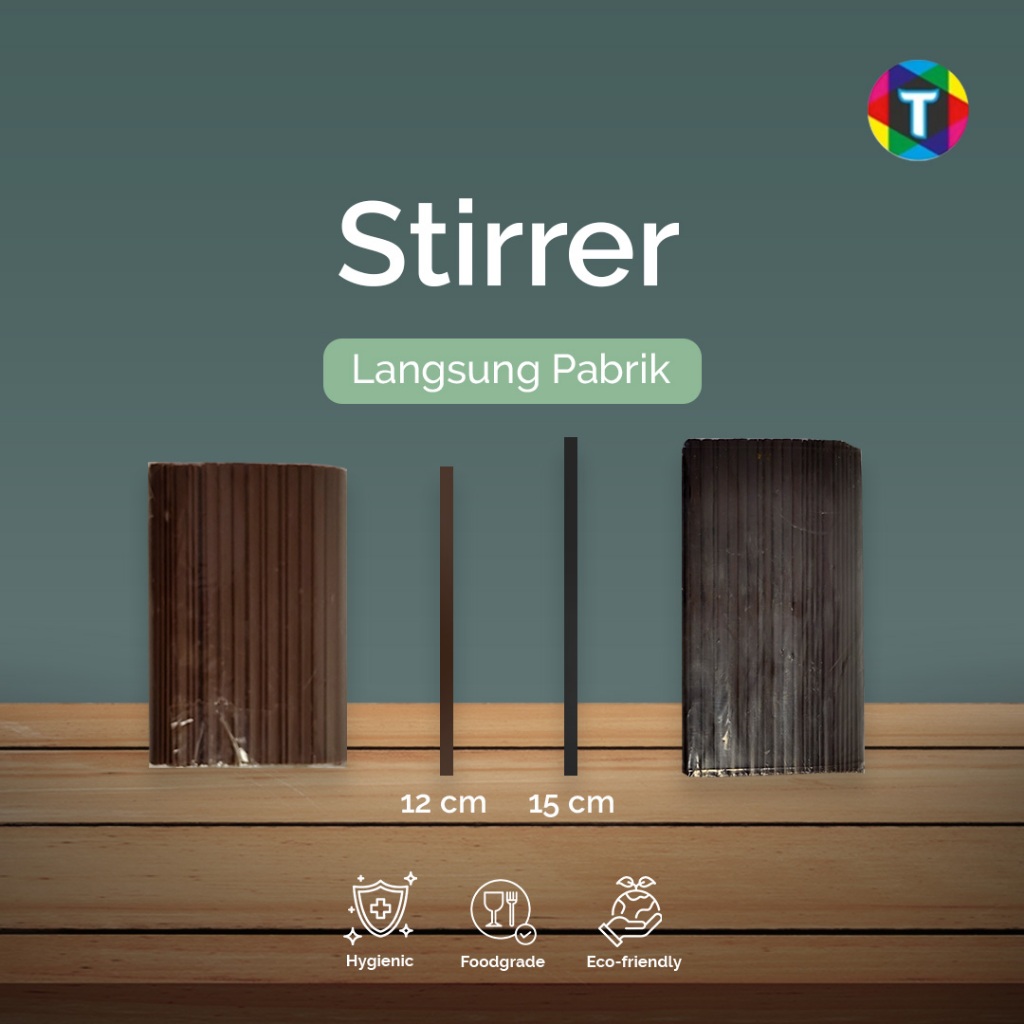 Stirrer Paper Cup Pipih 12cm & 15cm / Sedotan Hot Cup Kopi / Sedotan Minuman Panas Eceran - Eco-Frie