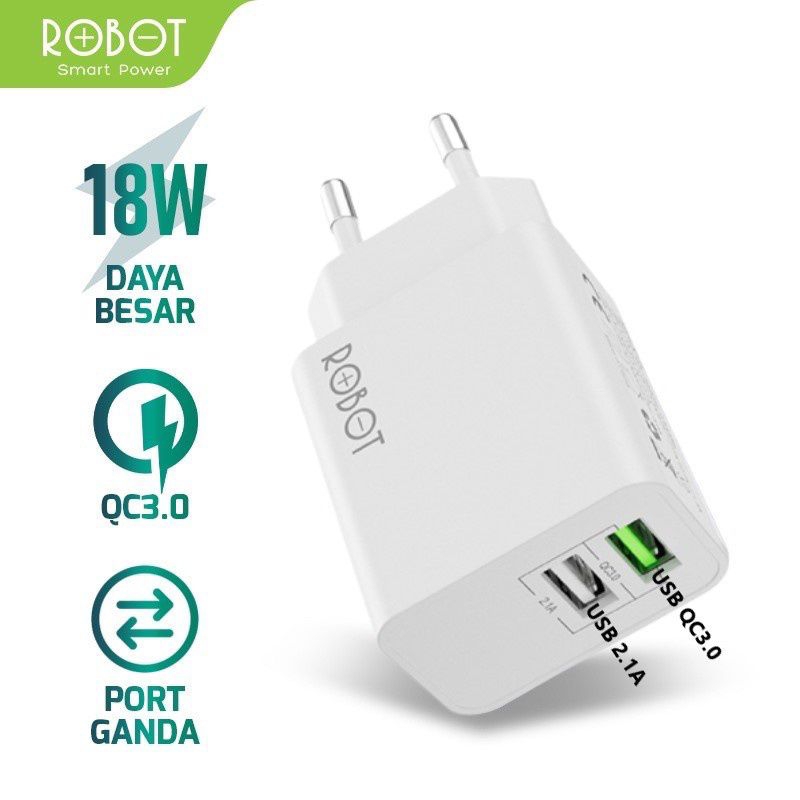 Robot Adaptor Charger RT-F4 Batok Charger Dual USB Quick Charger QC3.0