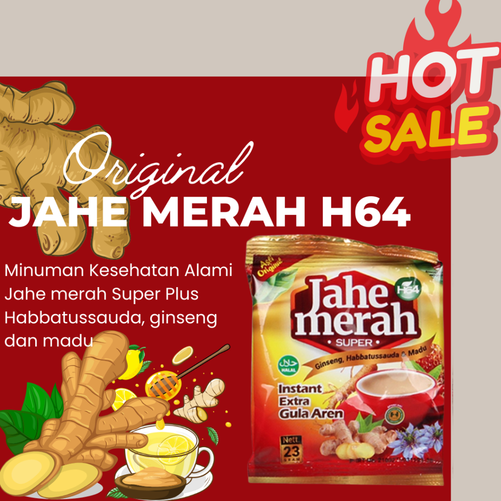 

Jahe Merah Super plus ginseng habbat madu 23 gr | Jahe Merah Instan extra Gula Aren H64 Original