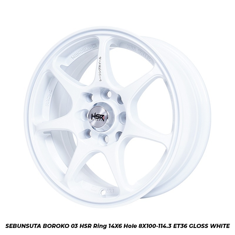 Velg mobil racing  hsr ring 15 sebunsuta warna putih