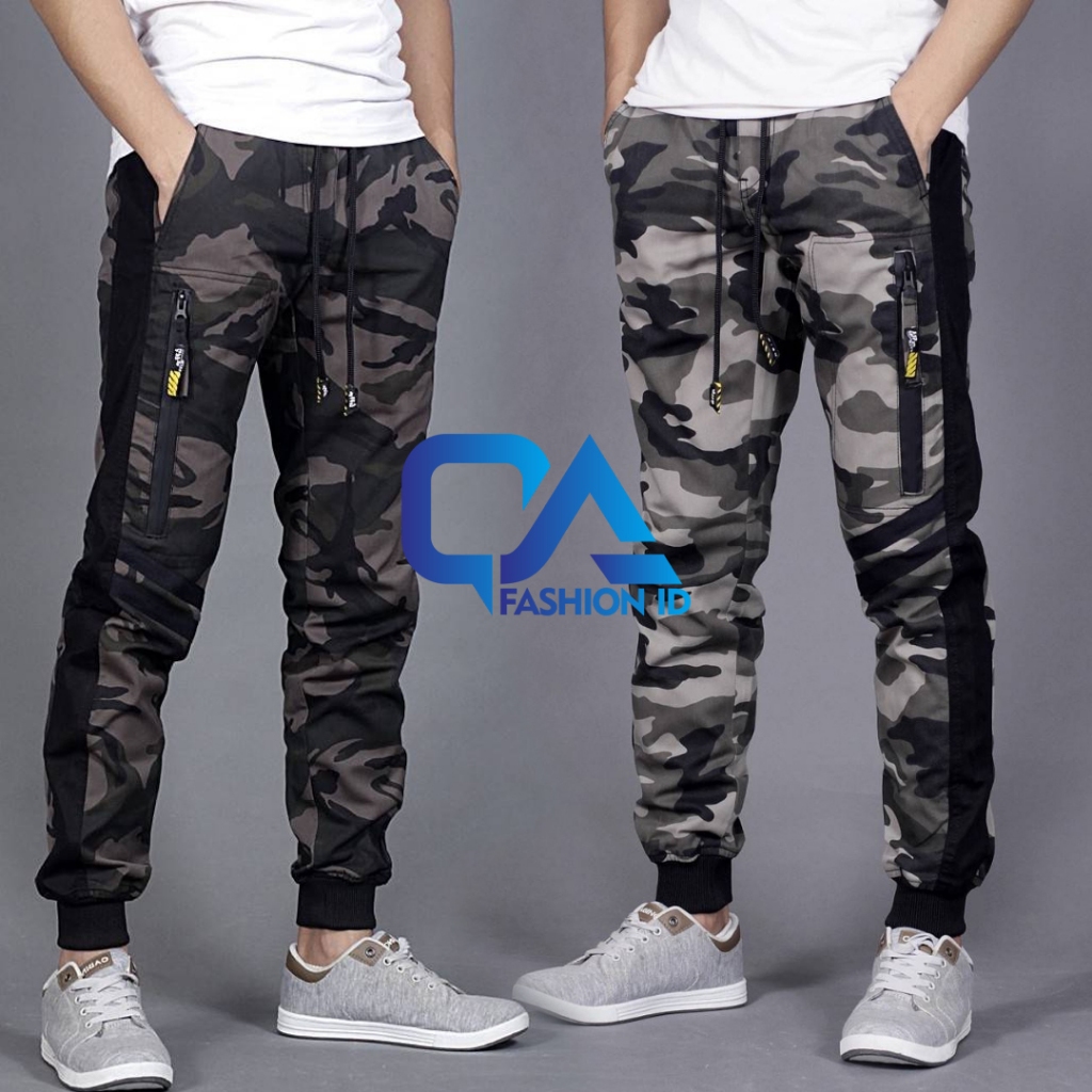 QA celana panjang pria loreng rusian camouflage bahan kain twill tidak mudah luntur