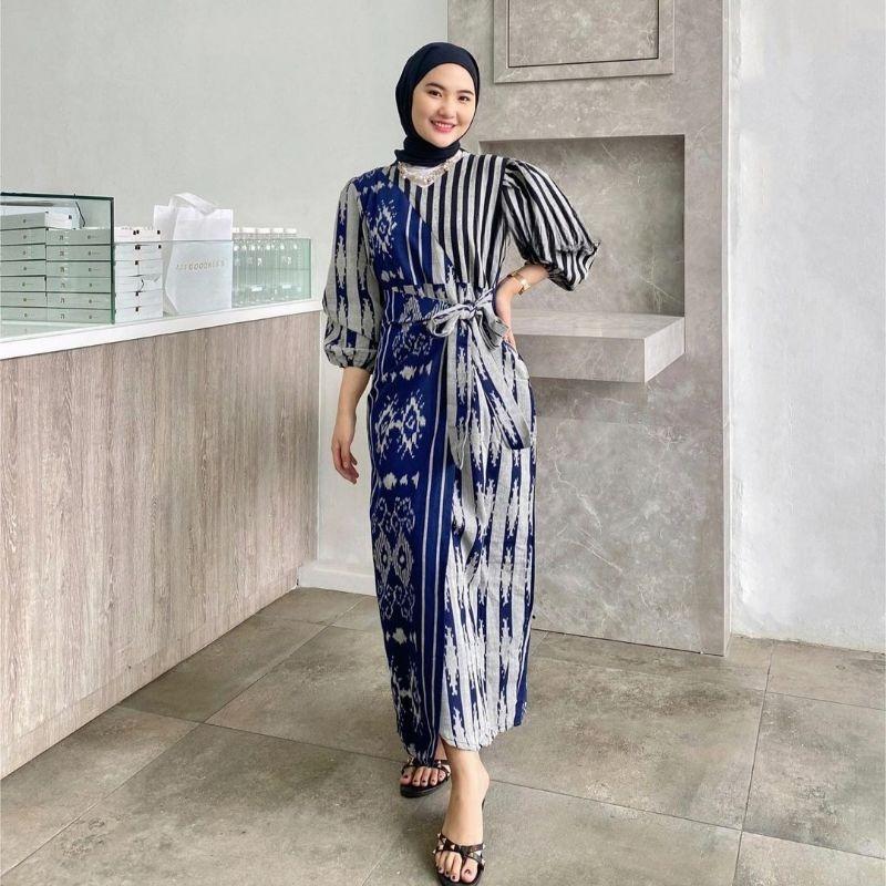 Gamis Bahan Tenun Troso - Gamis Couple Wanita - Kemeja Panjang - Baju Tenun Cantik - Dress Wanita