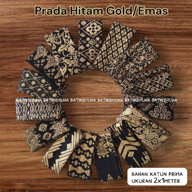 Kain Batik Prada Emas Hitam / Batik Panjang Prada Gold