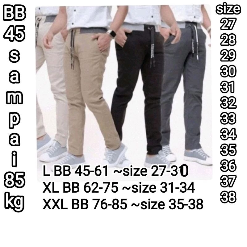 DISKON CELANA PANJANG PRIA CHINOS DEWASA RIB PINGGANG KOLOR