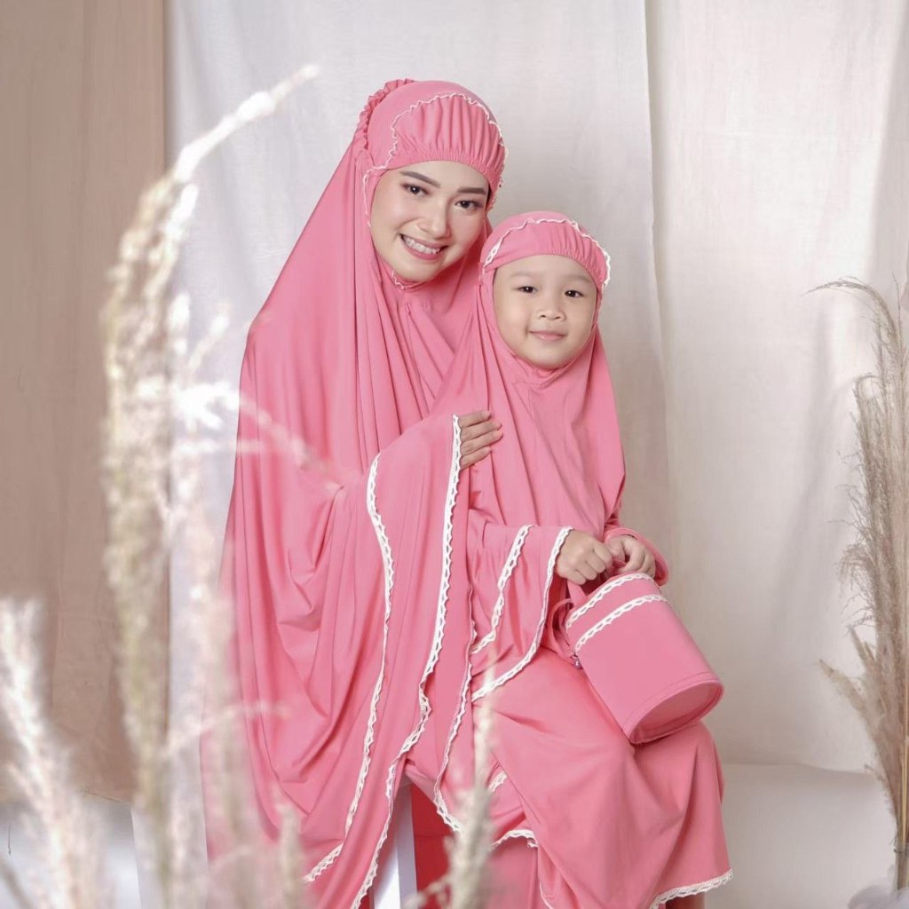 Mukena Ibu dan Anak Couple Polos Terbaru 2024 Balita Umur 2 3 4 5 Tahun Premium