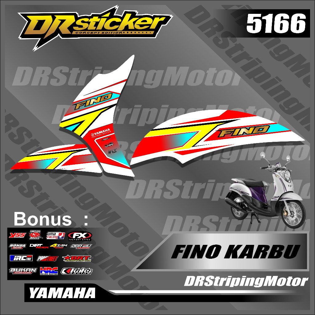 (Bisa COD) Striping stiker Fino karbu semifull lis variasi yamaha fino gafis Dasar putih fino lama