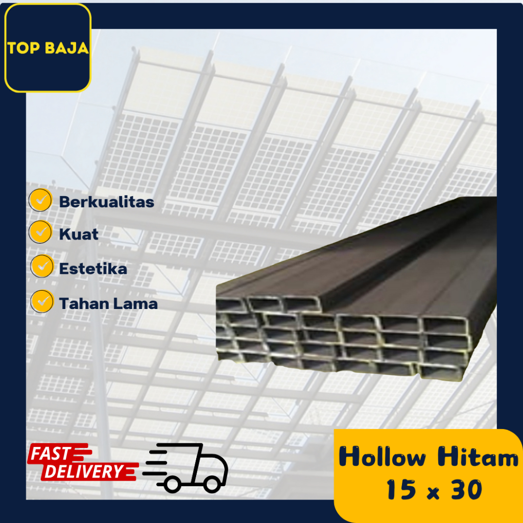 Hollow Hitam Besi Kanopi Kotak 20 x 40 (15 x 30) Tebal Full