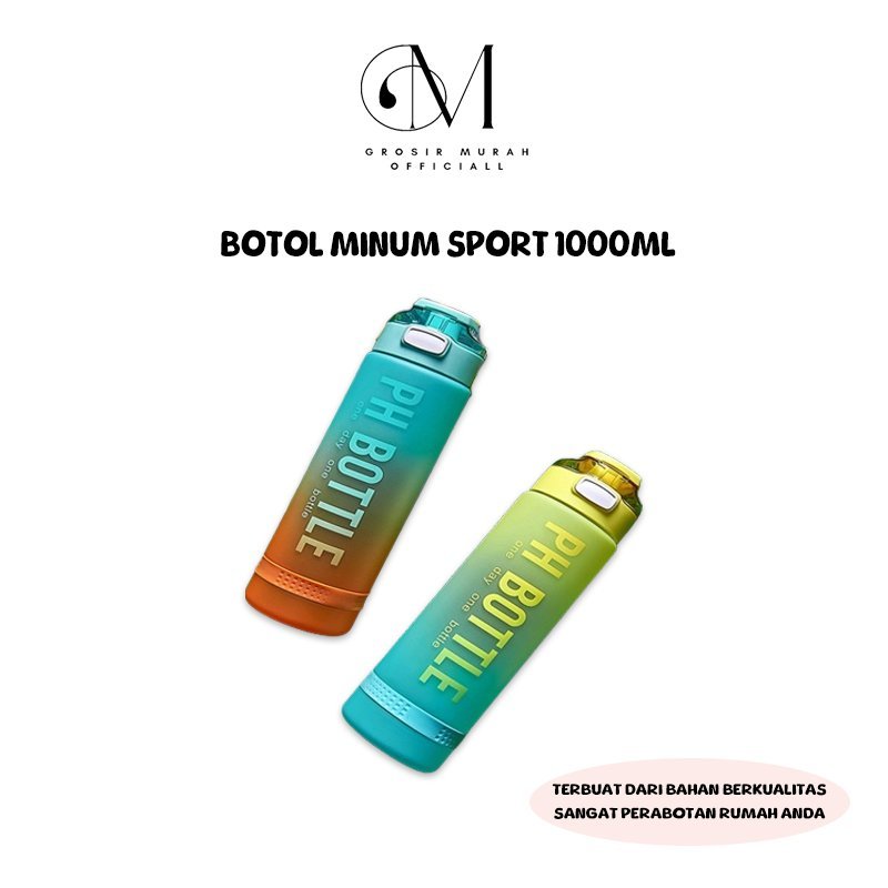 GROVE MAISON Botol Minum Sport Motivasi 1000ML Aesthetic /  Botol 1 Liter Gradasi Estetik Tanpa Sedo