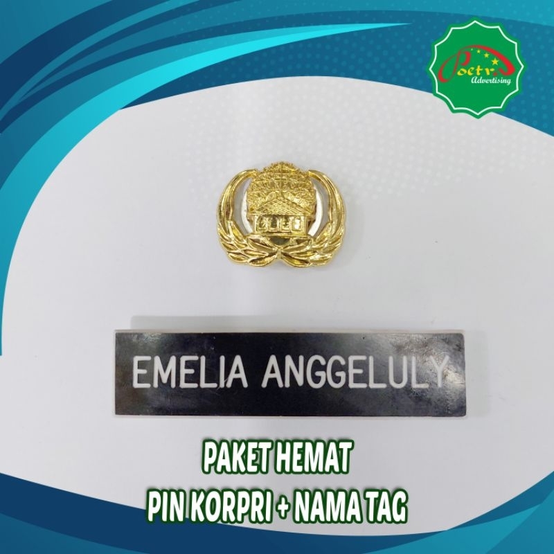 

PAKET HEMAT Nama Dada Dengan Pin Korpri ( Pin PNS )