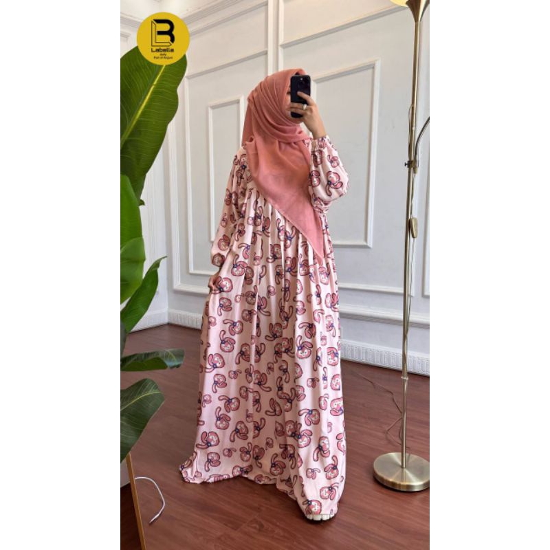 Labella by ANJANISTORE terbaru/daily outfit by labella/home dress labella/gamis twill uniqlo ori/