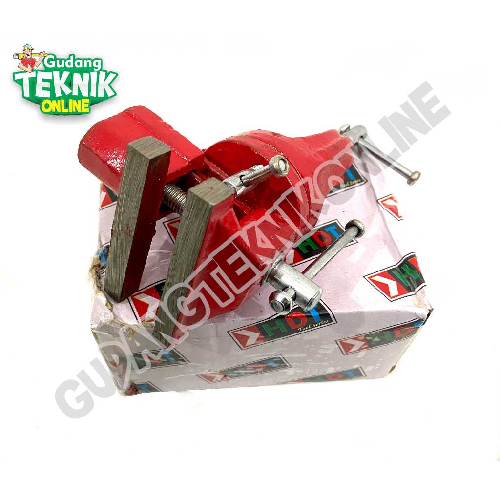 Ragum Catok Mini 3" 75mm RED HDT SWIVEL Tanggem Meja Mini Penjepit Jepit Catok Ragum Table Vise 3 In