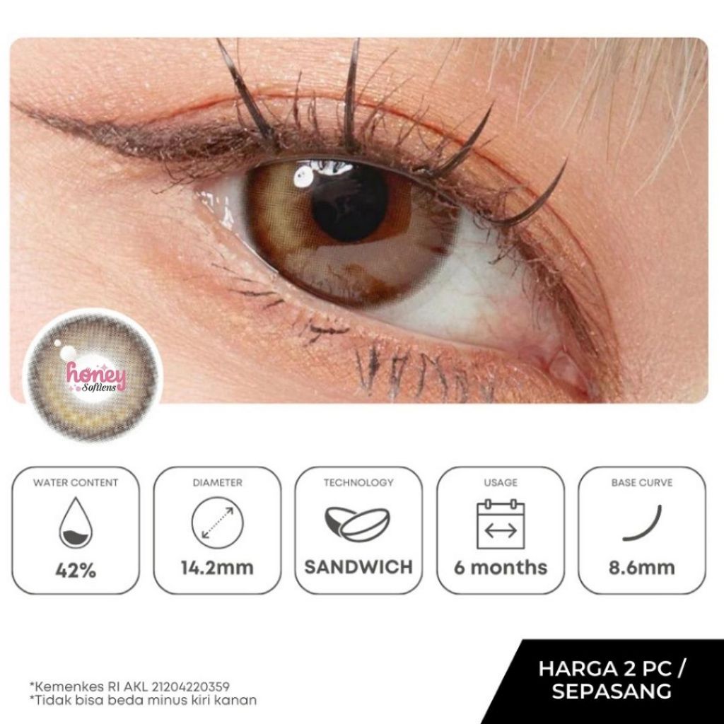 HONEYSOFTLENS Softlens Dollring Anne Highlight Brown (2pcs/sepasang)