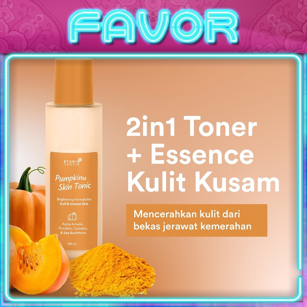 STUDIO TROPIK Pumpkinu Skin Tonic | 30ml | 100ml | 2in1 Toner Essence | Untuk Kulit Kusam & Bekas Je