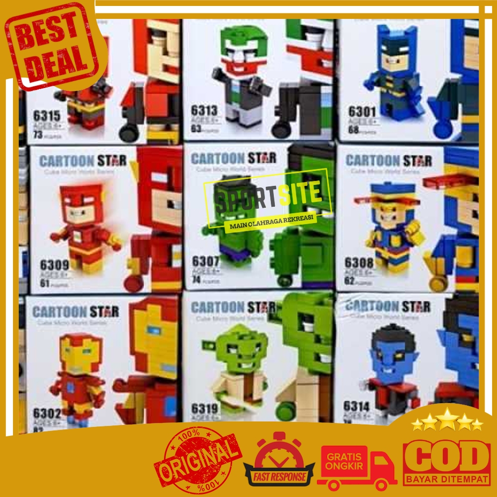 Cube Micro World Series Cartoon Star Lego Superhero Iron Man Hulk Flash Green Lantern Sheriff Woody 