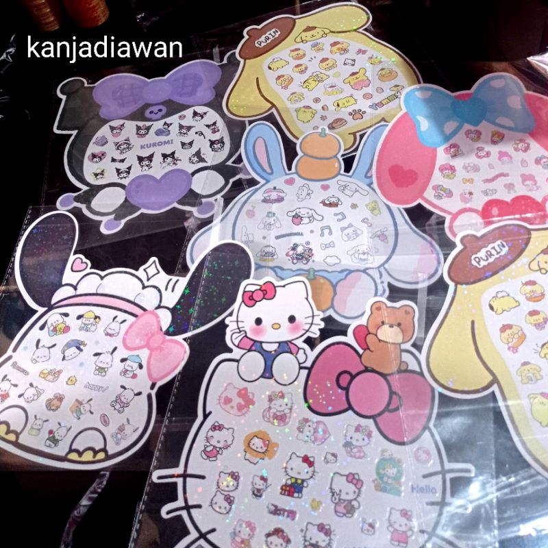 

Stiker Sanrio Hologram Kuromi Pompourin Sticker Deco Sanrio