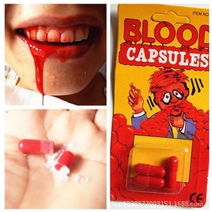 Darah palsu mainan prank murah aman/fake blood capsule kapsul bubuk darah palsu halloween prank