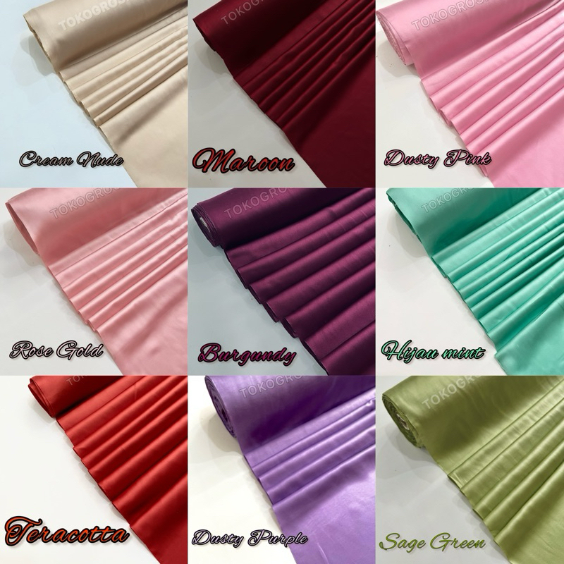 Kain Bahan Satin Silk Maxxmaraa Maxmaraa Original Pure Silk Bahan Gamis Polos Bahan Kerudung, Bahan 