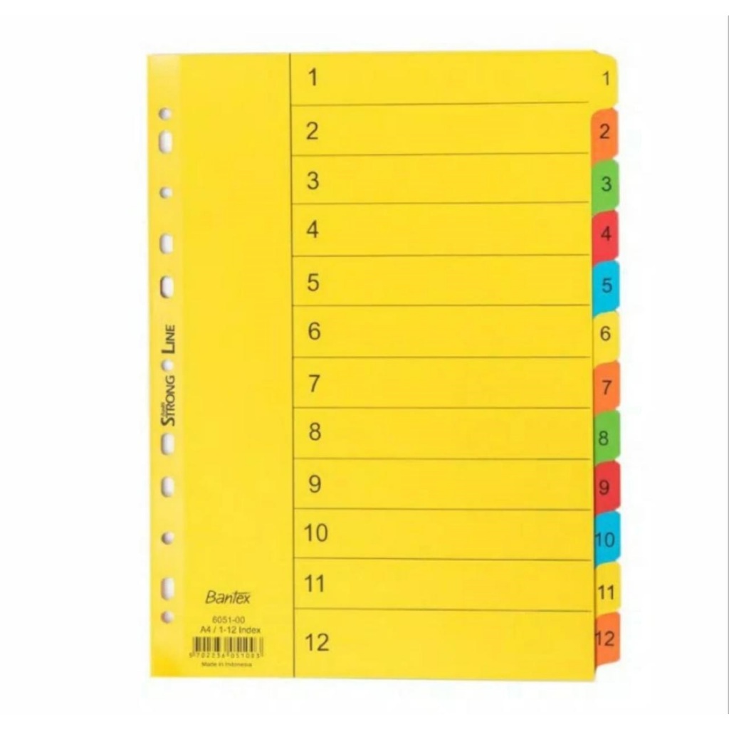 

DIVIDER BANTEX A4 ANGKA 1-12 / PEMBATAS BANTEX ANGKA 6051