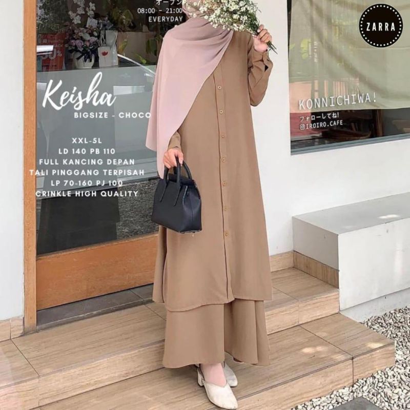 SUPER JUMBO LD 140 cm KEISHA SETELAN BAJU WANITA UKURAN BIGSIZE