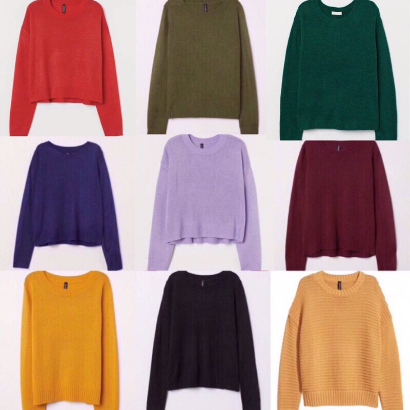 H&M ORIGINAL KNIT MUSTARD LILAC PURPLE GREY CREAM SABRINA WHITE YELLOW BLUE BEIGE JUMPER NAVY RED LI