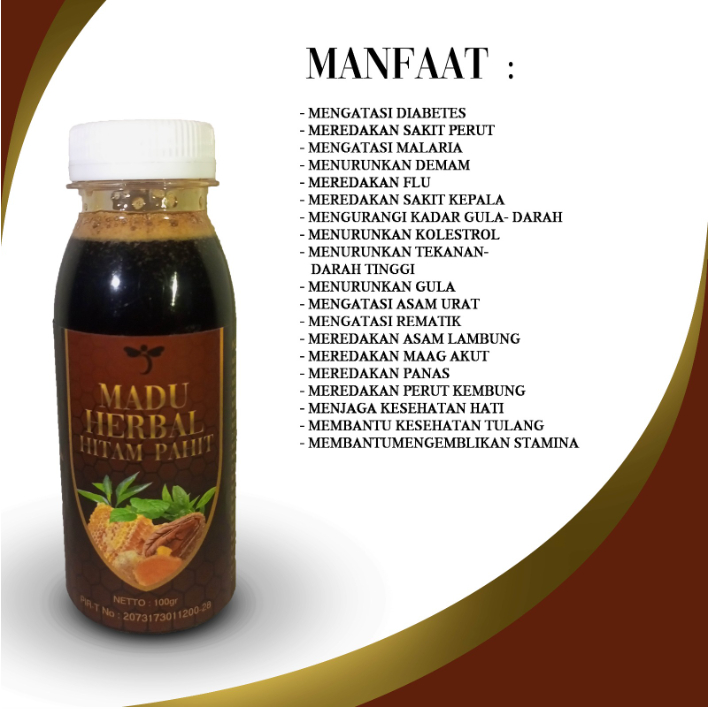 Madu Hitam Pahit Plus Propolis Asli 100% | Madu Herbal Hitam Pahit 100ml