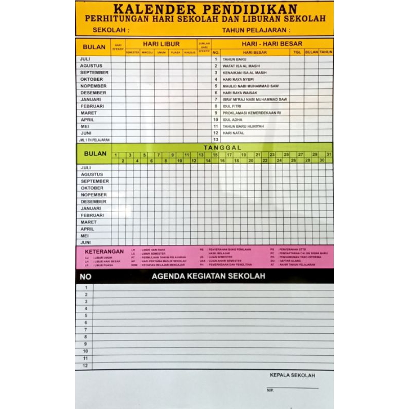 

papan data kalender pendidikan. papan kaldik. kalender sekolah