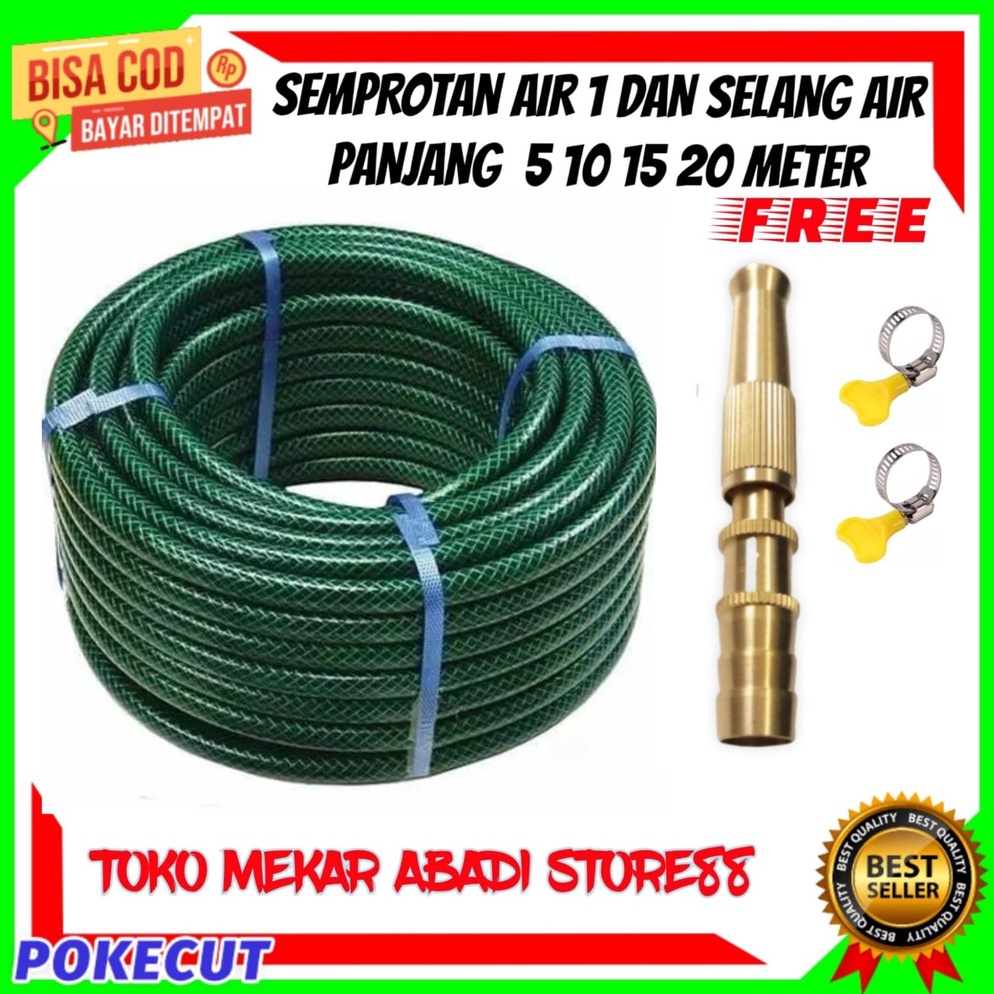 Terbagus SPAKET SEMPROTAN AIR DAN SELANG AIR 12 BONUS KLEM DUA UNTUK CUCI MOTOR MOBIL DAN SIRAM TANA