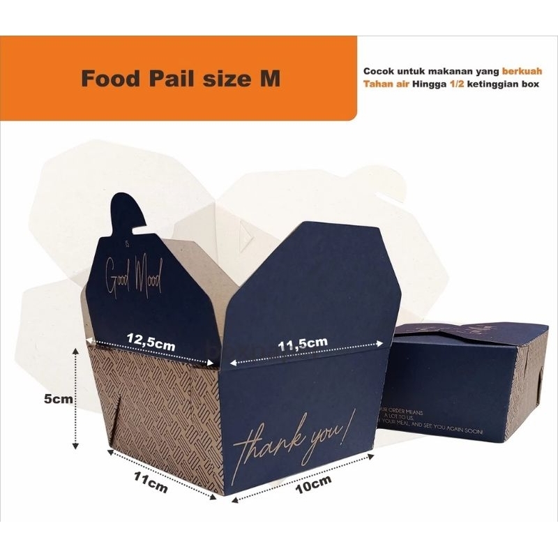 Rice Box Paper Ukuran M / Food Pail / Paper Rice Box