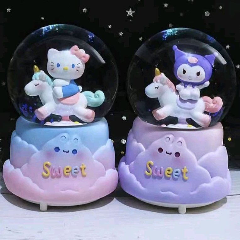 Kotak Musik / Waterball / Bola Salju / Snowball / Bola Kaca / Bola Kristal Kuromi Lucu Terbaru / Bol