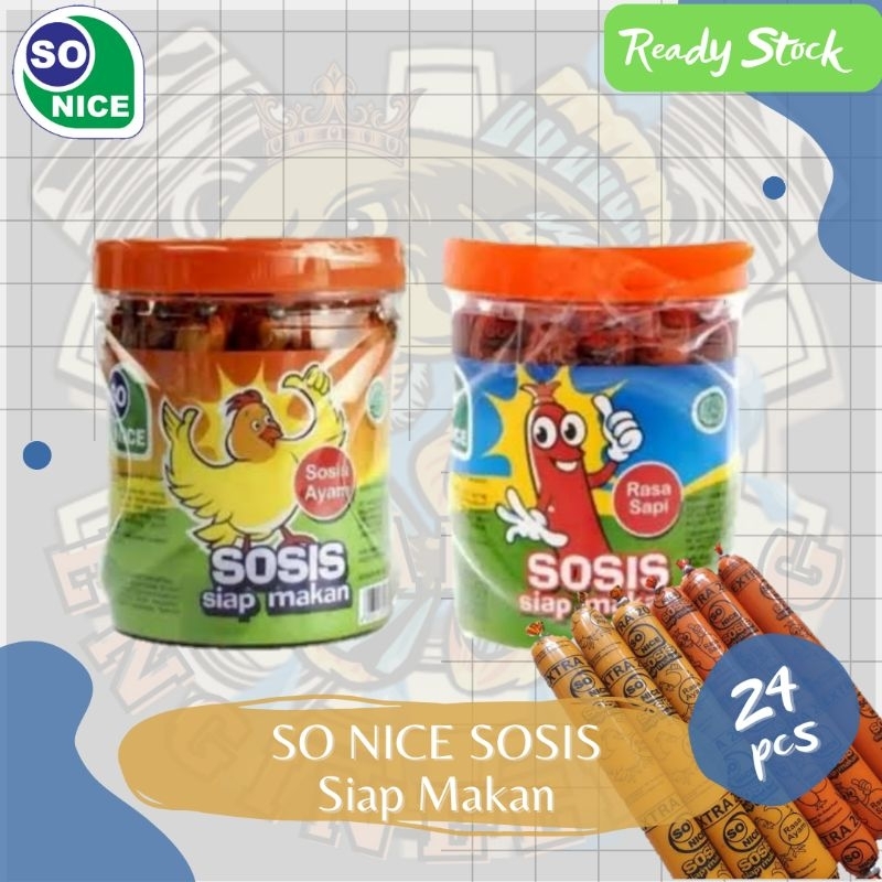 

Sosis SO NICE Siap Makan 1 Toples Rasa Ayam| Sapi