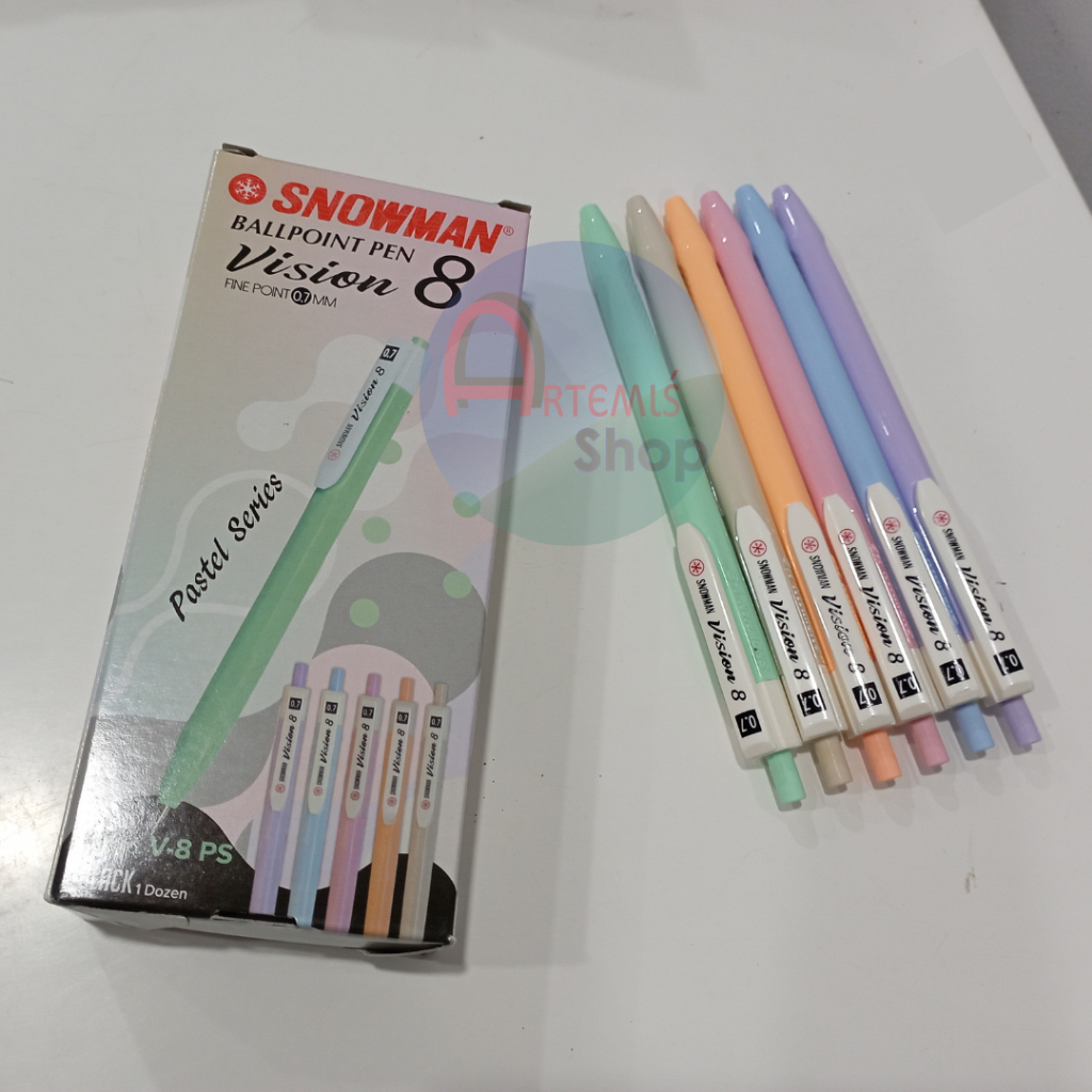 

Pulpen SNOWMAN V-8 PS Vision 8 Pastel Series 0.7 mm Isi 12 pcs