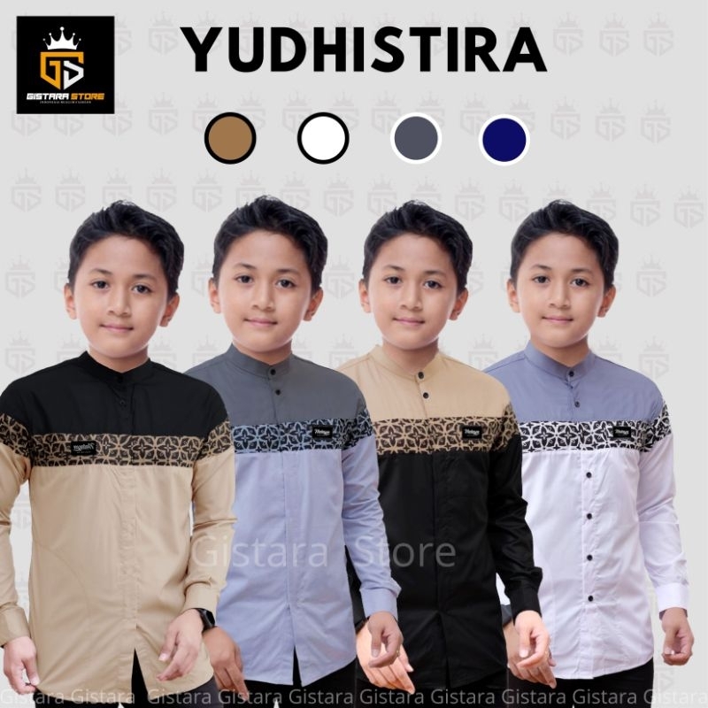 BAJU ATASAN KEMEJA KOKO ANAK LENGAN PANJANG KOMBINASI BATIK UMUR 5 SAMPAI 14 TAHUN TERBARU WARNA HIT