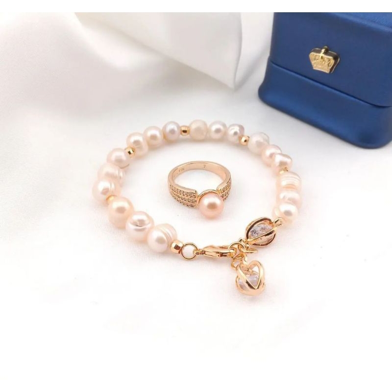 Set gelang cincin mutiara tawar asli lombok || set mutiara || set gelang cincin