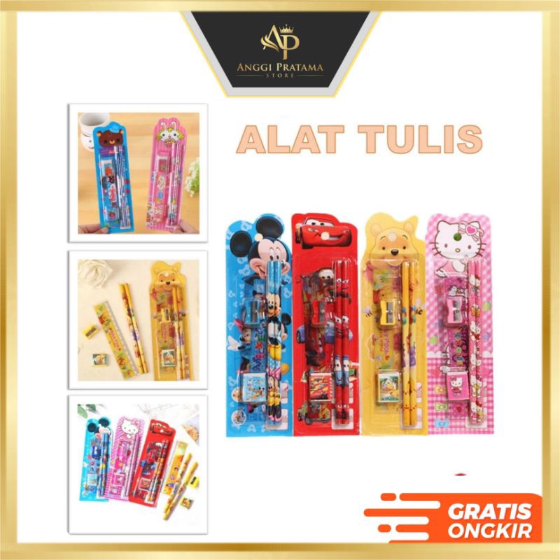 

Alat Tulis Set Mini Stationary Set Sekolah 5 in 1 Pensil Set Karakter