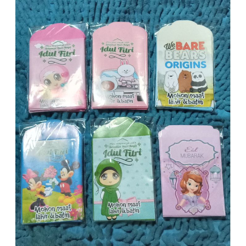 

amplop angpao lebaran ukuran kecil karakter isi 10pcs per pack lucu ekonomis