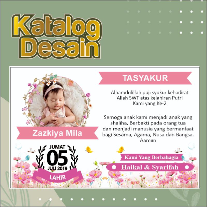 KARTU SYUKURAN AQIQAH/STIKER AQIQAH / KARTU AQIQAH / KARTU LAHIRAN BAYI