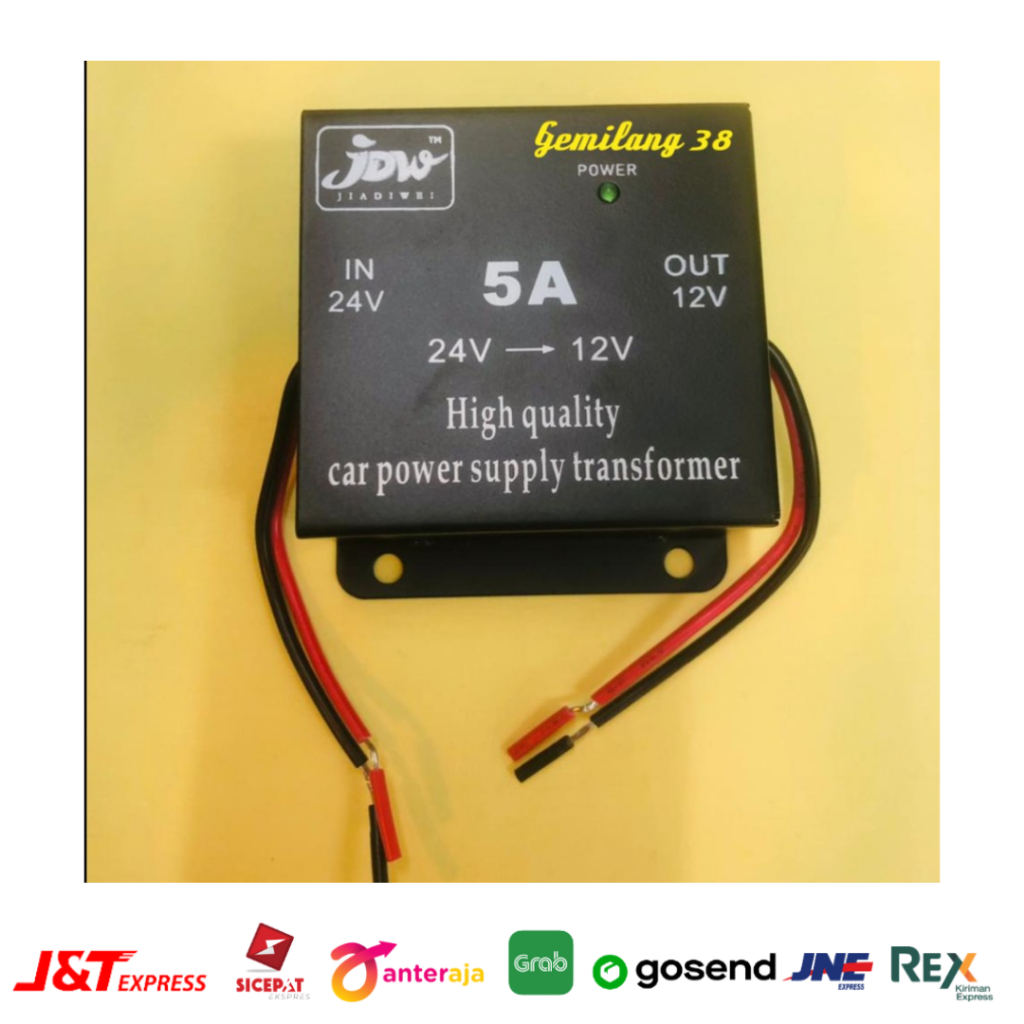 JD1205 DC 24V to DC 12V 5A Car Power Supply Converter Penurun Tegangan