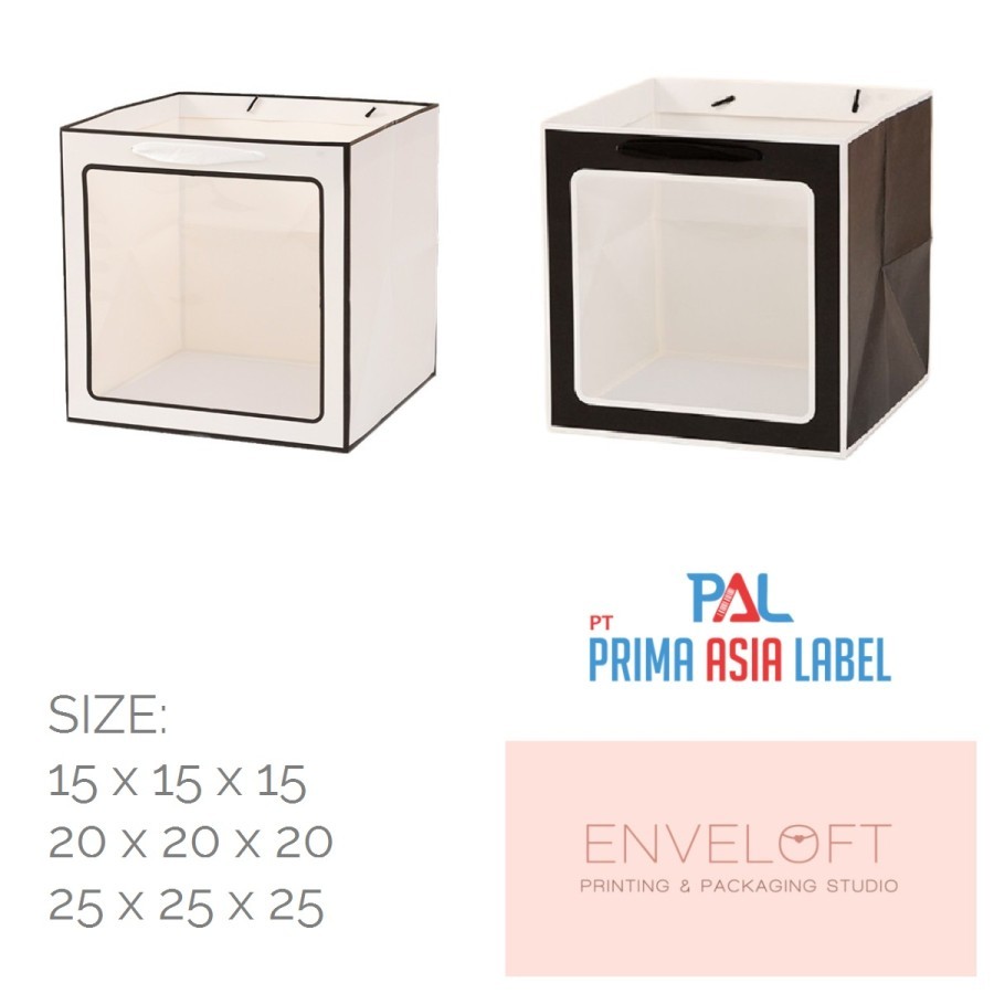 

Paper Bag kantong kertas Putih Hitam Cookies Cake 15x15x15 20x20x20 25x25x25 30x30x30 tas kertas